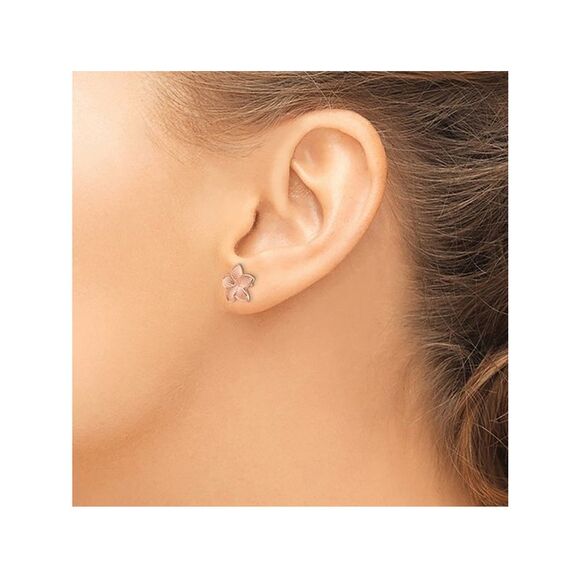 14K Rose Gold Flower Plumeria Post Earrings